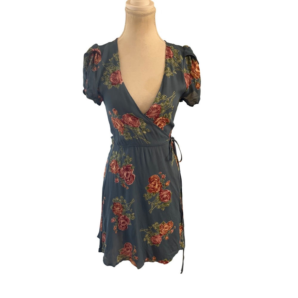 CHRISTY DAWN Blue Floral Wrap Dress Size XS/S